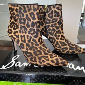Sam Edelman Karen, Leopard print, ankle heel boot, pointed toe, size 7.5